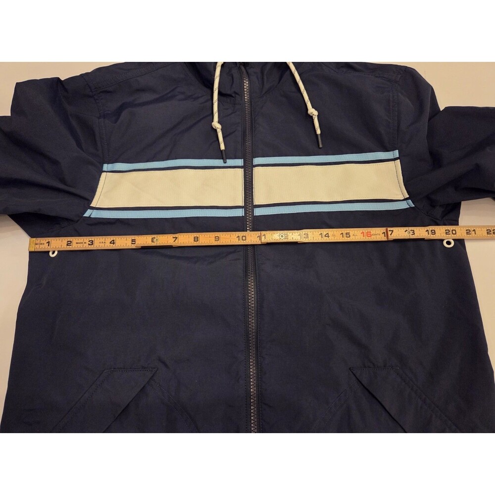 Faherty Surf Stripe Packable Jacket Mens Small Navy Hooded Full Zip Boat Yacht - Picture 8 of 9